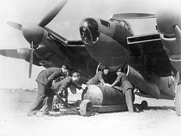 de Havilland Mosquito BXVI being loaded with a 4000lb bomb