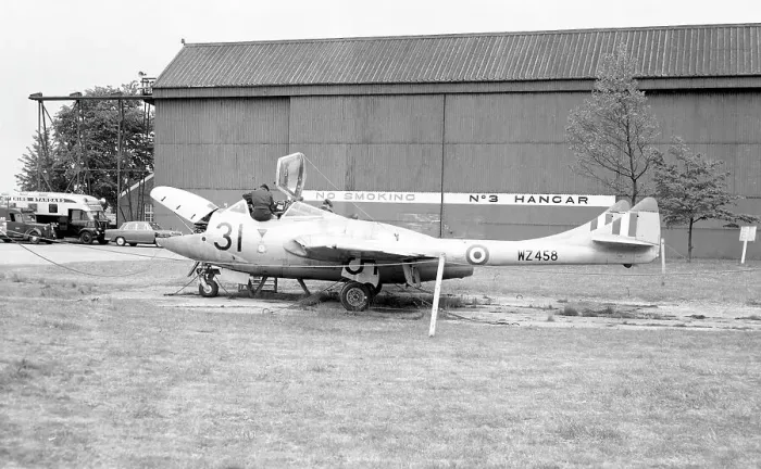 Framed Print : de Havilland Vampire T.11 WZ458 Framed Print : de Havilland Vampire T.11 WZ458