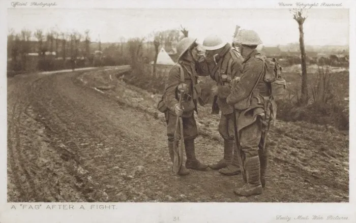 Framed Print : Having a smoke after a fight - WWI Framed Print : Having a smoke after a fight - WWI