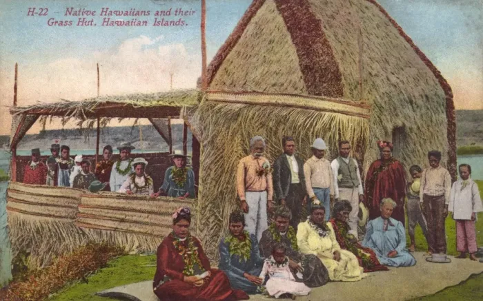 Framed Print : Hawaii - Hawaiians and their Grass Hut Framed Print : Hawaii - Hawaiians and their Grass Hut