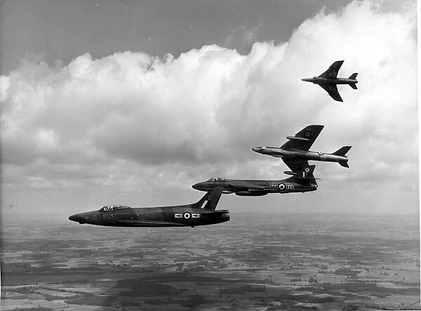 Two Hawker Hunter F6s and two Supermarine Swift F4s