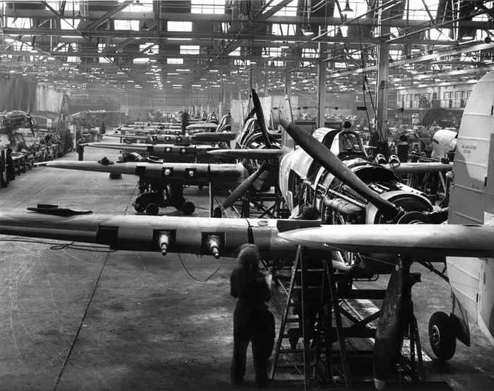 Framed Print : Hawker Hurricane IICs on the Langley production line in 1943 Framed Print : Hawker Hurricane IICs on the Langley production line in 1943