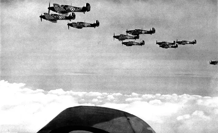 Framed Print : Hawker Hurricanes in formation; Second World War, 1940 Framed Print : Hawker Hurricanes in formation; Second World War, 1940