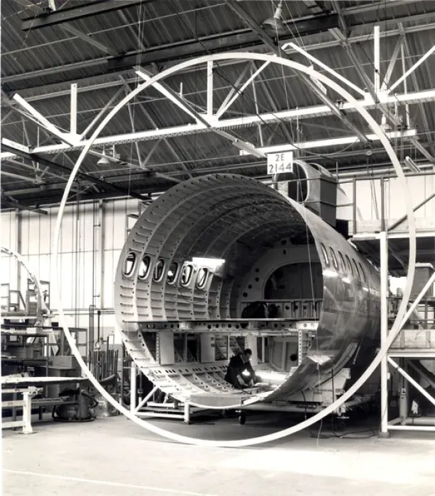 Framed Print : Hawker Siddeley HS121 Trident rear fuselage and A300