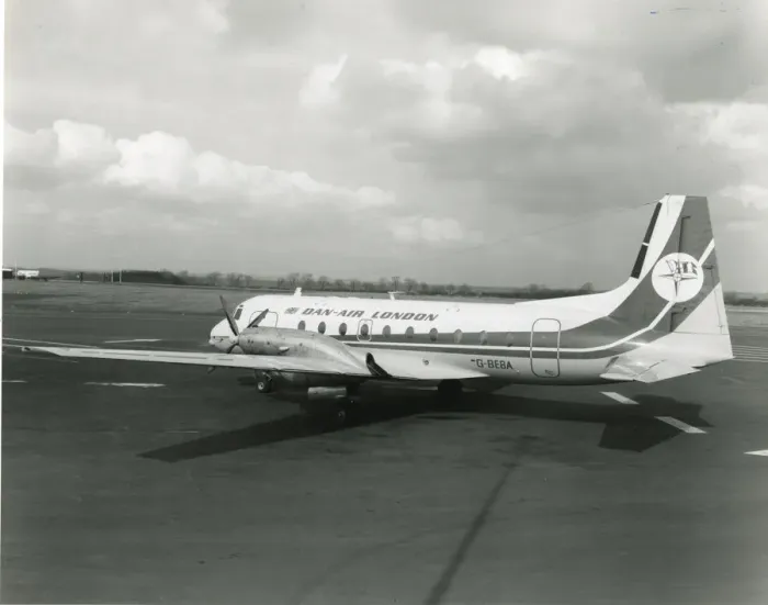 Framed Print : Hawker Siddeley HS748 Series 2, G-BEBA, of Dan Air Framed Print : Hawker Siddeley HS748 Series 2, G-BEBA, of Dan Air