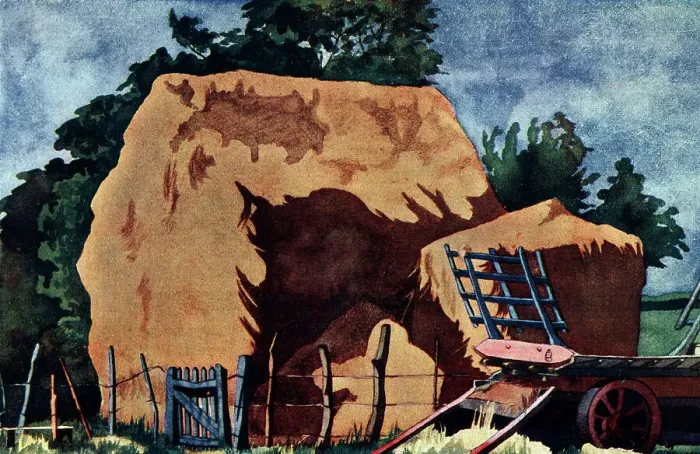 Framed Print : Hay Stack. Watercolour painting of a large hay stack Framed Print : Hay Stack. Watercolour painting of a large hay stack