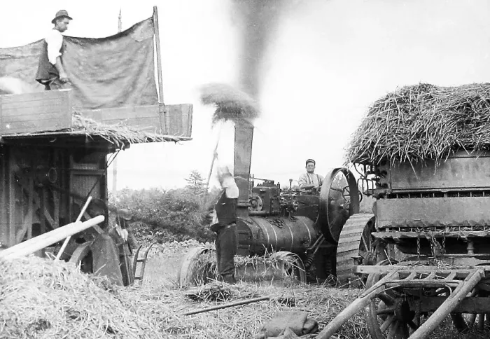 Framed Print : Haymaking with a traction engine early 1900s Framed Print : Haymaking with a traction engine early 1900s