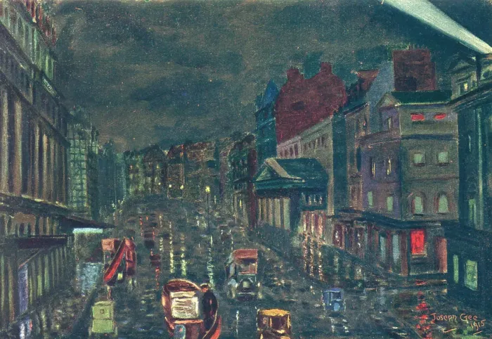 Framed Print : Haymarket After Rain, 1915 Framed Print : Haymarket After Rain, 1915
