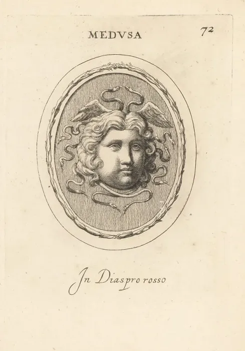 Framed Print : Head of the Gorgon Medusa with snakes and wings in her hair Framed Print : Head of the Gorgon Medusa with snakes and wings in her hair