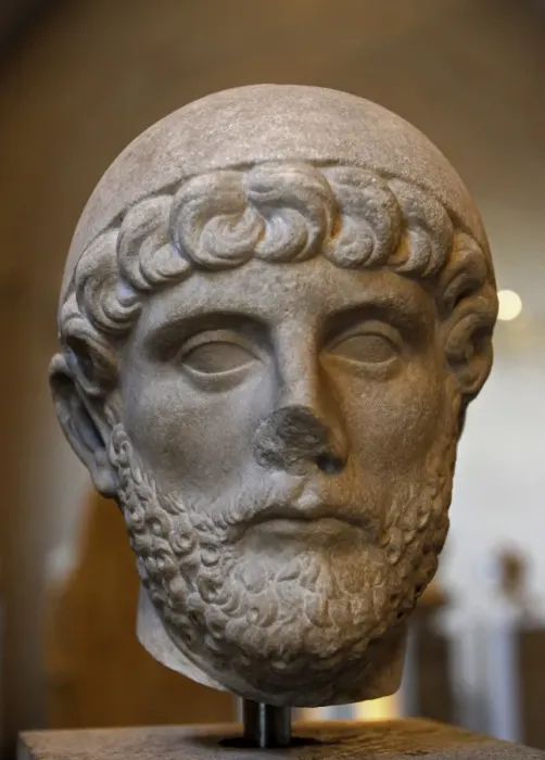 Framed Print : Head of a man with a Priests cap. About 120 AD Framed Print : Head of a man with a Priests cap. About 120 AD