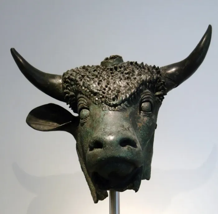 Framed Print : Head of a sacred bull. Bronze. 1st century. Found in Octodur Framed Print : Head of a sacred bull. Bronze. 1st century. Found in Octodur