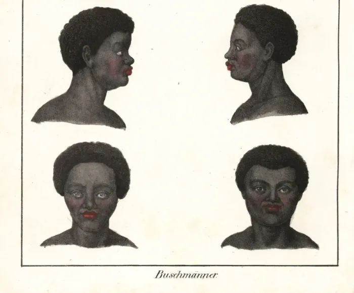 Framed Print : Heads of San men, South Africa, from the front Framed Print : Heads of San men, South Africa, from the front