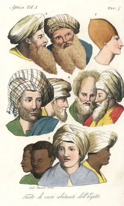 Framed Print : Heads of various natives of Egypt, in turbans and beards Framed Print : Heads of various natives of Egypt, in turbans and beards