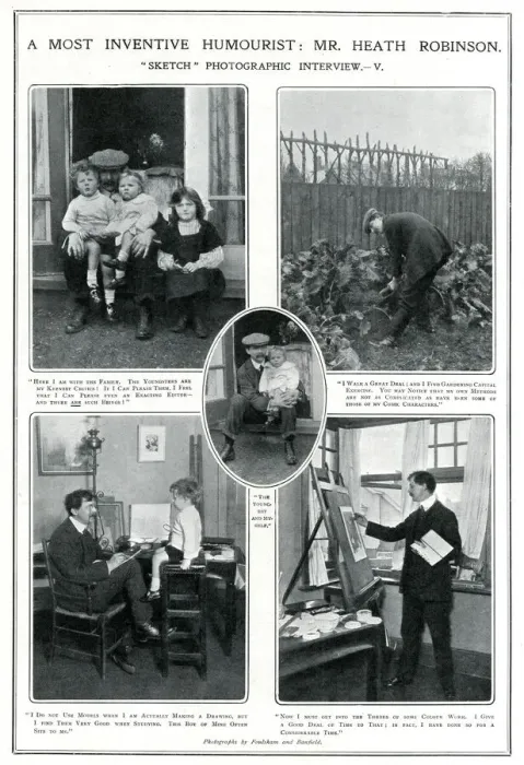 Framed Print : Heath Robinson at home with his family Framed Print : Heath Robinson at home with his family