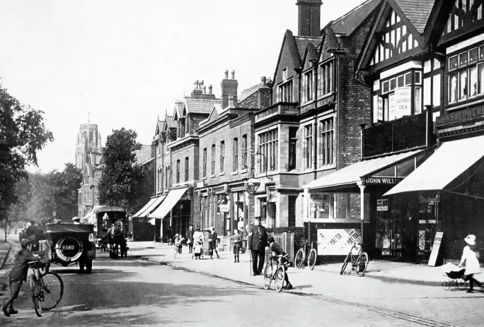 Framed Print : Heaton Moor - Heaton Moor Road probably 1920s Framed Print : Heaton Moor - Heaton Moor Road probably 1920s