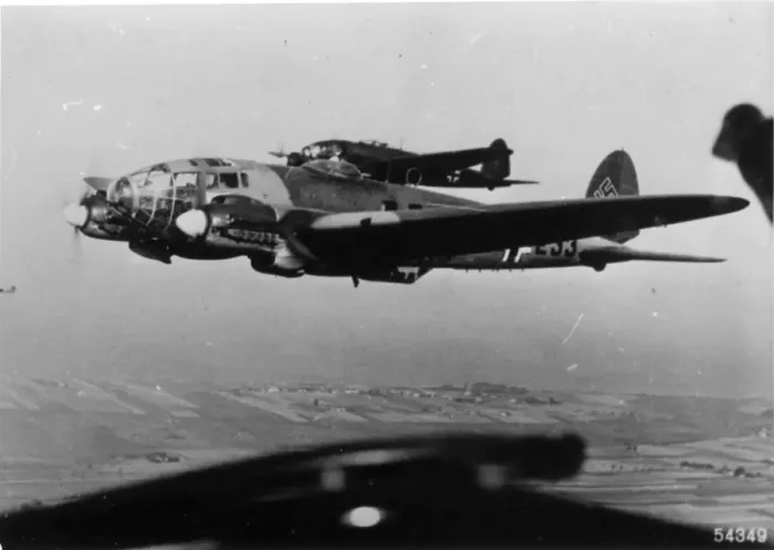 Framed Print : Two Heinkel He111Hs in flight Framed Print : Two Heinkel He111Hs in flight