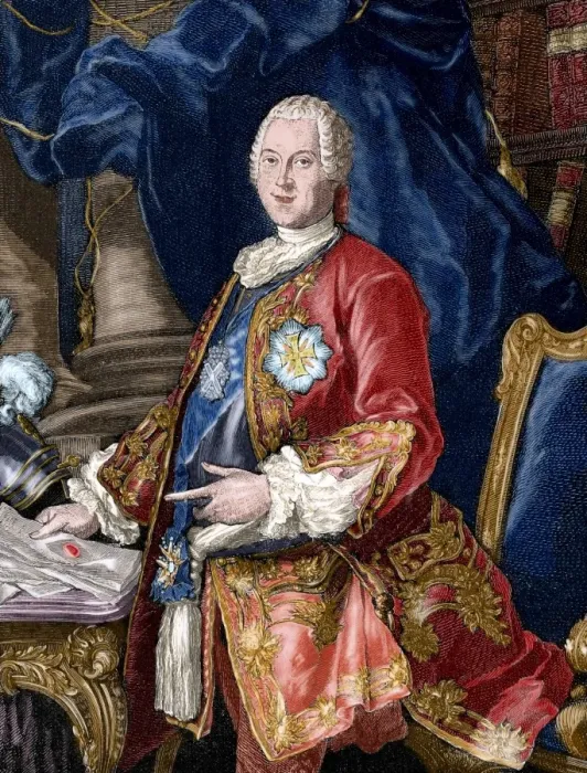 Framed Print : Heinrich, count von Bruhl (1700-1763). Colored engraving Framed Print : Heinrich, count von Bruhl (1700-1763). Colored engraving