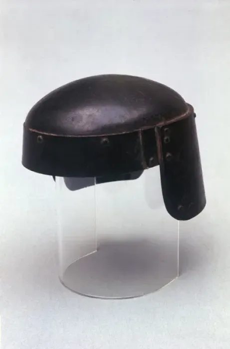 Framed Print : Helmet with protective panel at back, WW1 Framed Print : Helmet with protective panel at back, WW1