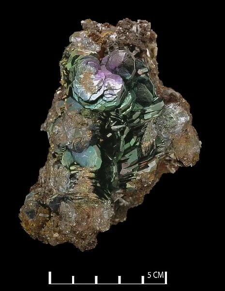 Hematite. Iridescent crystalline mass of hematite (iron oxide) from Rio Marina, Elba