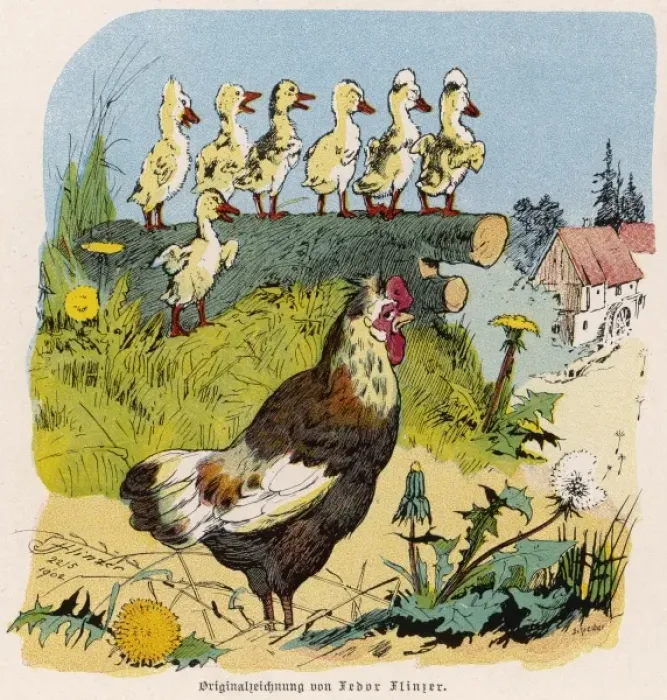 Framed Print : Hen and Chicks 1902 Framed Print : Hen and Chicks 1902
