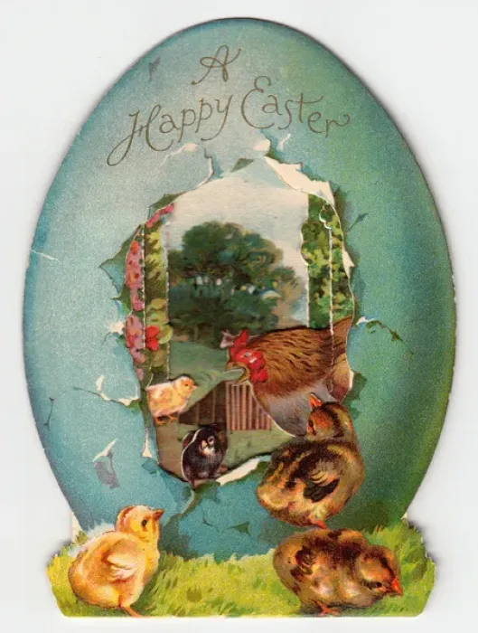 Framed Print : Hen and chicks on an Easter card Framed Print : Hen and chicks on an Easter card