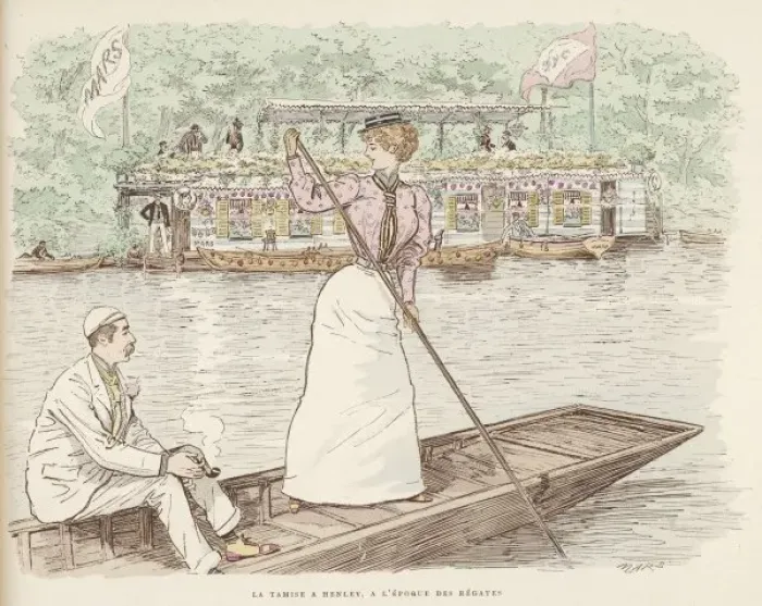 Framed Print : Henley / a Lady Punts Framed Print : Henley / a Lady Punts