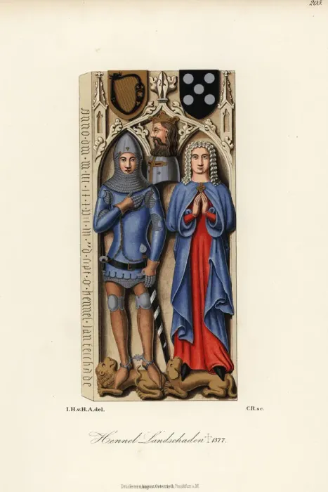 Framed Print : Hennel Landschad and his wife Mia, 14th century Framed Print : Hennel Landschad and his wife Mia, 14th century