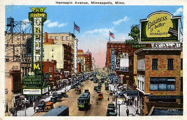 Hennepin Avenue, Minneapolis, Minnesota, USA. Date: circa 1931