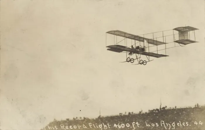 Framed Print : Henrey Farmans biplane attains a height record of 3966 ft Framed Print : Henrey Farmans biplane attains a height record of 3966 ft