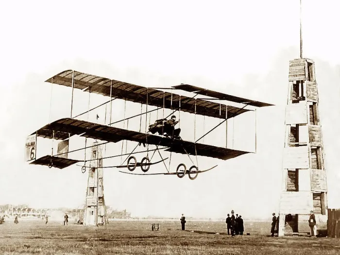 Framed Print : Henri Farman 47 mile distance flight record in 1909 Framed Print : Henri Farman 47 mile distance flight record in 1909
