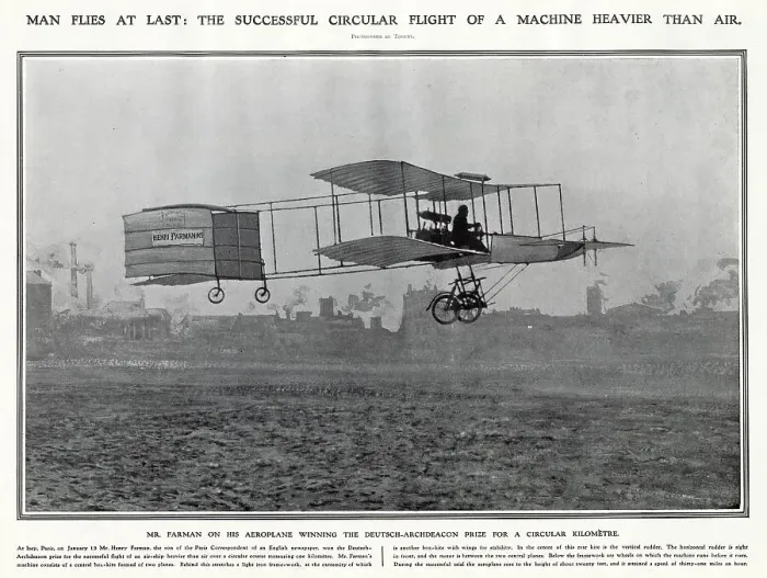 Framed Print : Henri Farman - Flight of One Kilometre 1908 Framed Print : Henri Farman - Flight of One Kilometre 1908