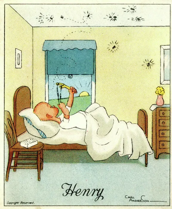 Framed Print : Henry cartoon, Catapulting Flies, by Carl Anderson Framed Print : Henry cartoon, Catapulting Flies, by Carl Anderson