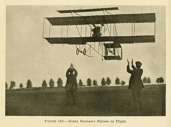 Henry Farmans biplane in flight