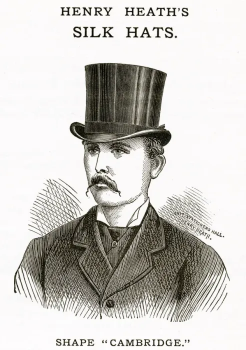 Framed Print : Henry Heaths, mens silk hats 1880 Framed Print : Henry Heaths, mens silk hats 1880