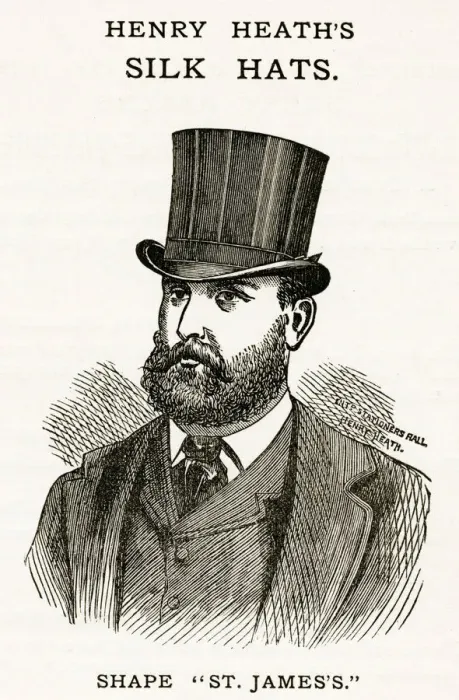 Framed Print : Henry Heaths, mens silk hats 1880 Framed Print : Henry Heaths, mens silk hats 1880
