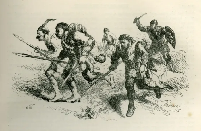 Framed Print : Henry V - foot soldiers running.. 1862 Framed Print : Henry V - foot soldiers running.. 1862