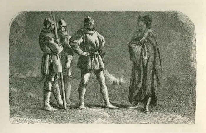 Framed Print : Henry V - in disguise, he chats with soldiers.. 1862 Framed Print : Henry V - in disguise, he chats with soldiers.. 1862