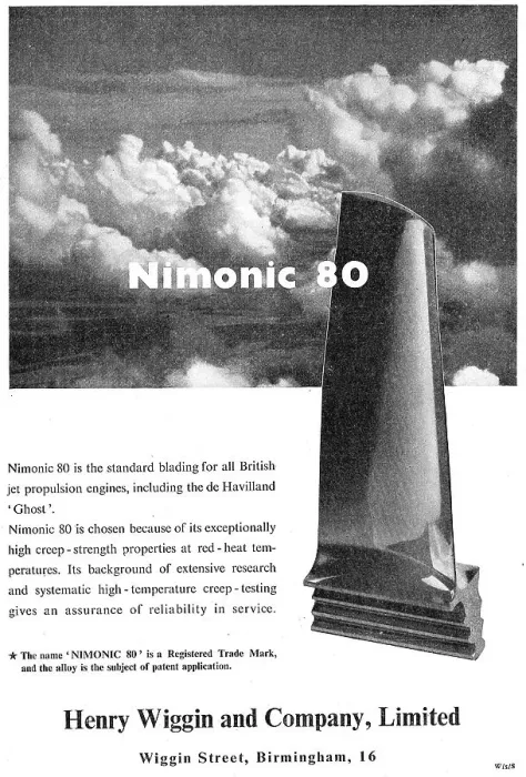 Framed Print : Henry Wiggin Nimonic Alloys - Nimonic 80 1947 Advert Framed Print : Henry Wiggin Nimonic Alloys - Nimonic 80 1947 Advert