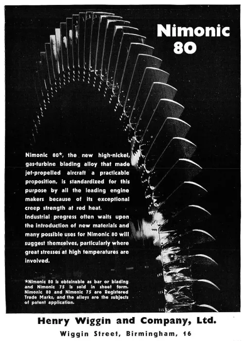 Framed Print : Henry Wiggin Nimonic Alloys - Nimonic 80 Blading Alloy