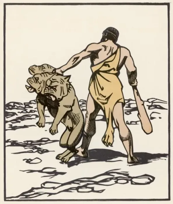 Framed Print : Herakles and Cerberus Framed Print : Herakles and Cerberus
