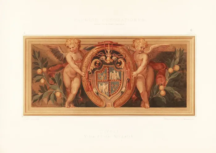 Framed Print : Heraldic wall panel from the Villa d'Este, Tivoli, 16th cenutr Framed Print : Heraldic wall panel from the Villa d'Este, Tivoli, 16th cenutr