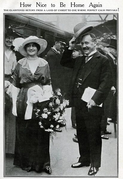 Herbert Gladstone and his wife return from South Africa