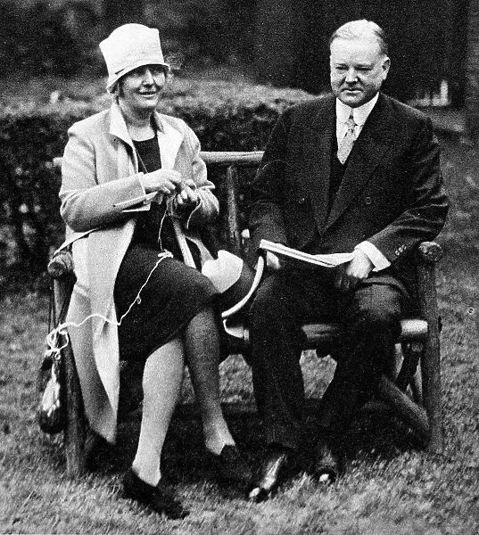 Herbert Hoover with his wife at their home in Washington