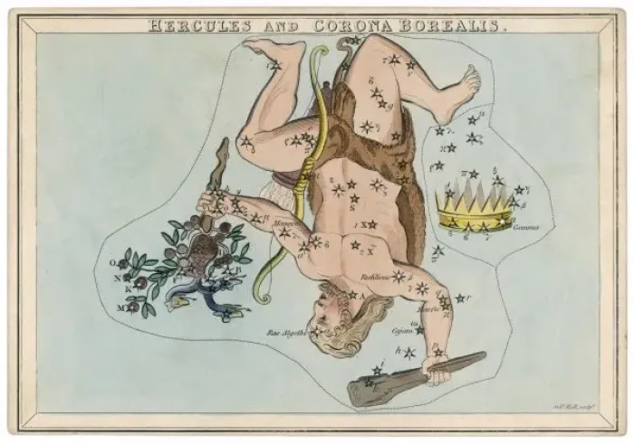 Framed Print : Hercules Star Map Framed Print : Hercules Star Map