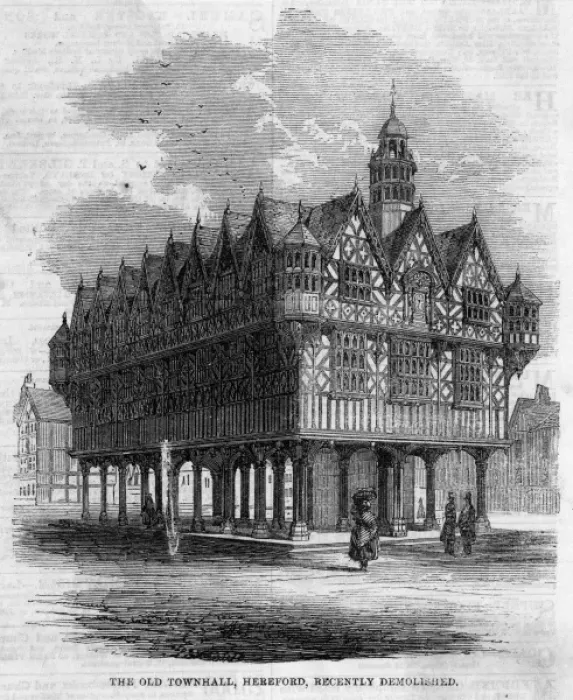 Framed Print : HEREFORD. The Town Hall, Hereford : this decrepit Framed Print : HEREFORD. The Town Hall, Hereford : this decrepit