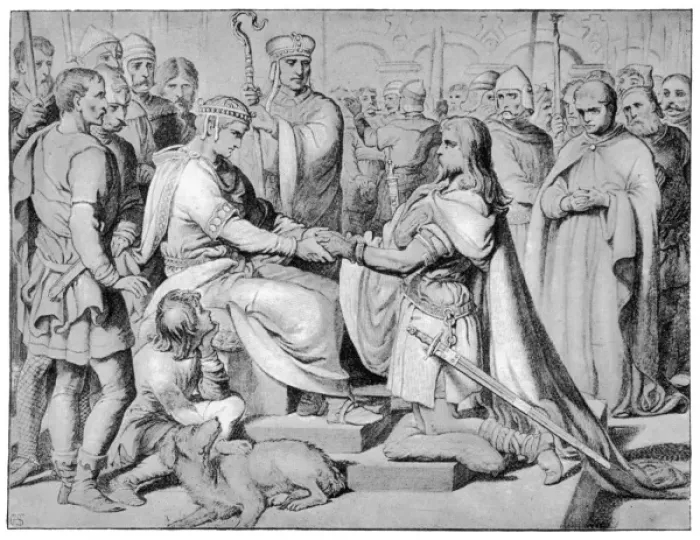 Framed Print : Hereward Surrenders Framed Print : Hereward Surrenders