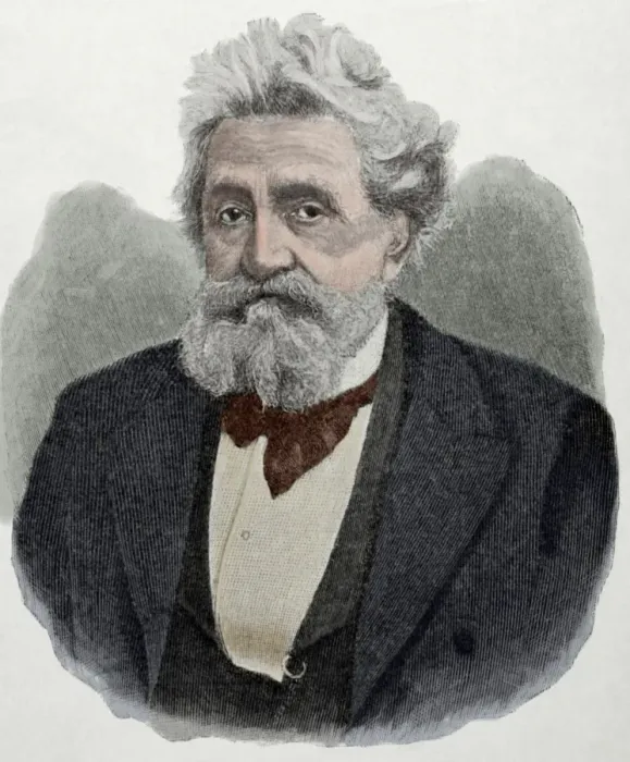 Framed Print : Hermann Lingg (1820 A?o??n? 1905). German poet. Engraving