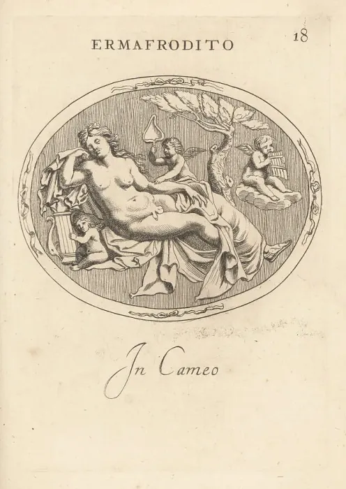 Framed Print : Hermaphrodite reclining like Venus with Cupids Framed Print : Hermaphrodite reclining like Venus with Cupids