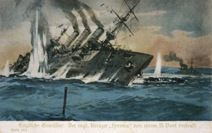 Framed Print : HERMES SUNK BY U-BOAT Framed Print : HERMES SUNK BY U-BOAT
