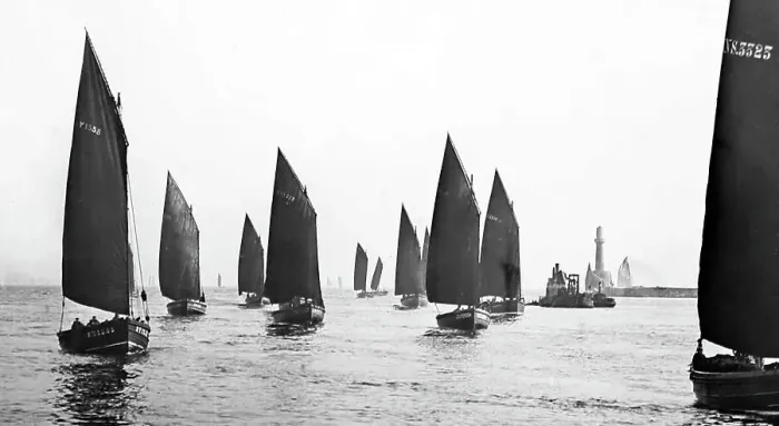 Framed Print : Herring boats off Aberdeen, Scotland, Victorian period Framed Print : Herring boats off Aberdeen, Scotland, Victorian period